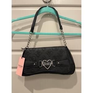 Juicy Couture Flap Emboss Monogram Silver Chain Shoulder Bag Purse